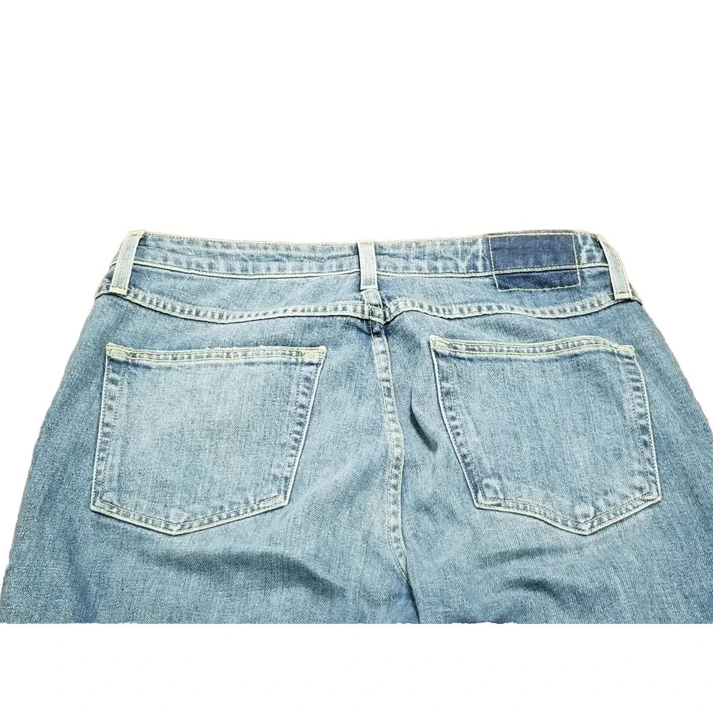 AMO Jeans Women's 30 Chloe Crop Kismet Blue Faded Raw Hem Stretch Denim (31x27)